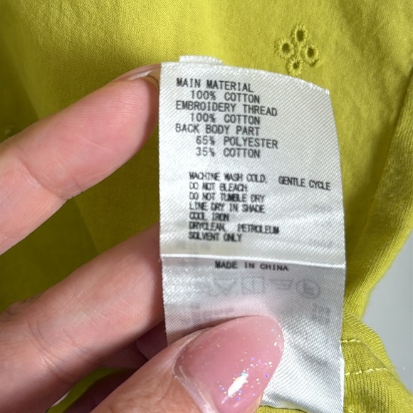 Samansa Mos2 Blue Lime Green Cotton Blouse M/L - Picture 3 of 5